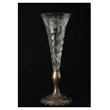 Cut Glass Vase with Sterling Silver Footed Base