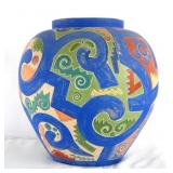 Blue 12" decorated pot