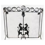 Outstanding Antique Wrought iron fireplace screen