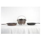 Antique cast iron Dutch oven, Wagner frying pan