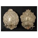 Pair 19th c. Mexican stamped tin wall sconces