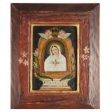 19th c. Mexico Tin Retablo of the Virgin Mary