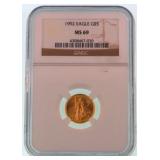 1992 Gold $5 Eagle NGC MS69 Gold Coin