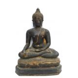 Antique Bronze Seated Sukhothai Buddha with Gold