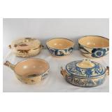 5 Vintage Mexican pottery bowls, casseroles