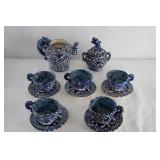 Mexican blue and white 12 pc. coffee set