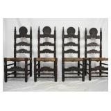 Set of 4 Vintage Mexican rush chairs