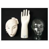 John PaloKangas  Mask, Ceramic hand, Glass Head