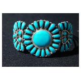 Zuni Pettipoint Sterling and turquoise bracelet