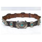 Navajo Sterling & Turquoise Concho Belt