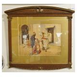 Antique Persian lithograph - market scene
