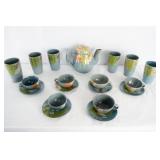 Mexican ceramic coffee set w glasses