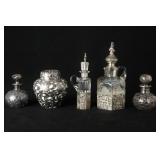Antique Sterling Silver Overlay Perfume Bottles