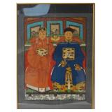 Chinese painting on linen - Emperor & Empress