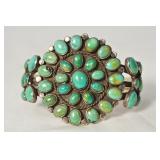Old pawn silver cuff bracelet w 39 oval turquoise