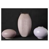 Two Otto Heino Glazed Ceramic Vases & paperweight