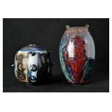 Two Otto Heino Blue Glaze Ceramic Vases
