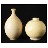 Two Otto Heino Yellow Glaze Ceramic Bud Vases