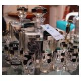 9 pcs Art Deco Crystal Decanter Set