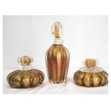 3 Vintage  Murano Glass perfume bottles