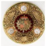 Brass Spanish Coat of Arms w Alfonso XIII Coins