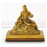 Bronze Sculpture of  A  Boy with a pet monkey