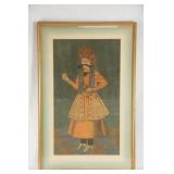 19th c. Muhjal Gouache - Maharaja with Apple