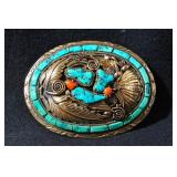 Silver Ray, Navajo Inlaid Belt Buckle