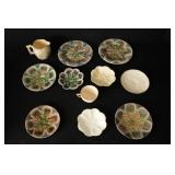 Majolica dishes and cups