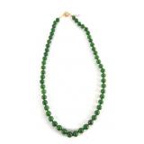 Chinese Jadeite beaded necklace - 24"