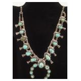 Navajo Silver turquoise Squash blossom necklace
