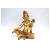 Gilt Bronze Seated Indra with Gemstones