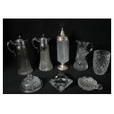 9 pcs Cut & pressed Glass - pitchers, vessels...