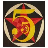 Robert Indiana "Golden Fives" Felt Tapestry