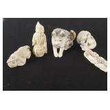 Five Antique Japanese Carved Netsuke
