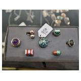7 Vintage Mexico mid century modern rings