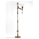 Art Deco Wrought Iron  floor lamp with glass shade