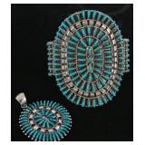 Zuni Style PetitPoint turquoise bracelet & pendant