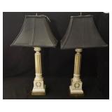 Pair Greek Doric column Porcelain Lamps