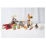 14 Vintage toys - includes child w umbrella