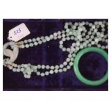 Chinese Jade Necklace and Bangle Bracelet