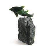 Jade Dolphins sculpture