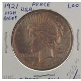 1921 High Relief Uncirculated Peace Dollar