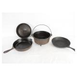 Antique cast iron Dutch oven, Wagner frying pan