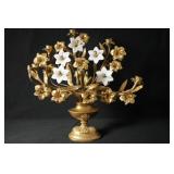 Antique French Bronze Candelabra w glass flowers