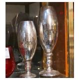 Two Large Mercury Glass Urns