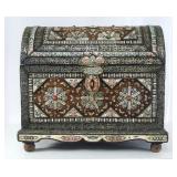 Moroccan Inlaid Silver and Bone Domed Coffer