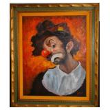 Vintage Oil on Board of a Clown