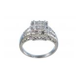 Art Deco 14kt White Gold and Diamond ring