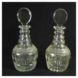 2  Antique Crystal cut glass decanters